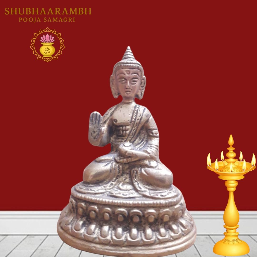 Lord Gautam Buddha Brass Idol(Antique Polish)/भगवान गौतम बुद्ध पीतल की मूर्ति (एंटीक पॉलिश)