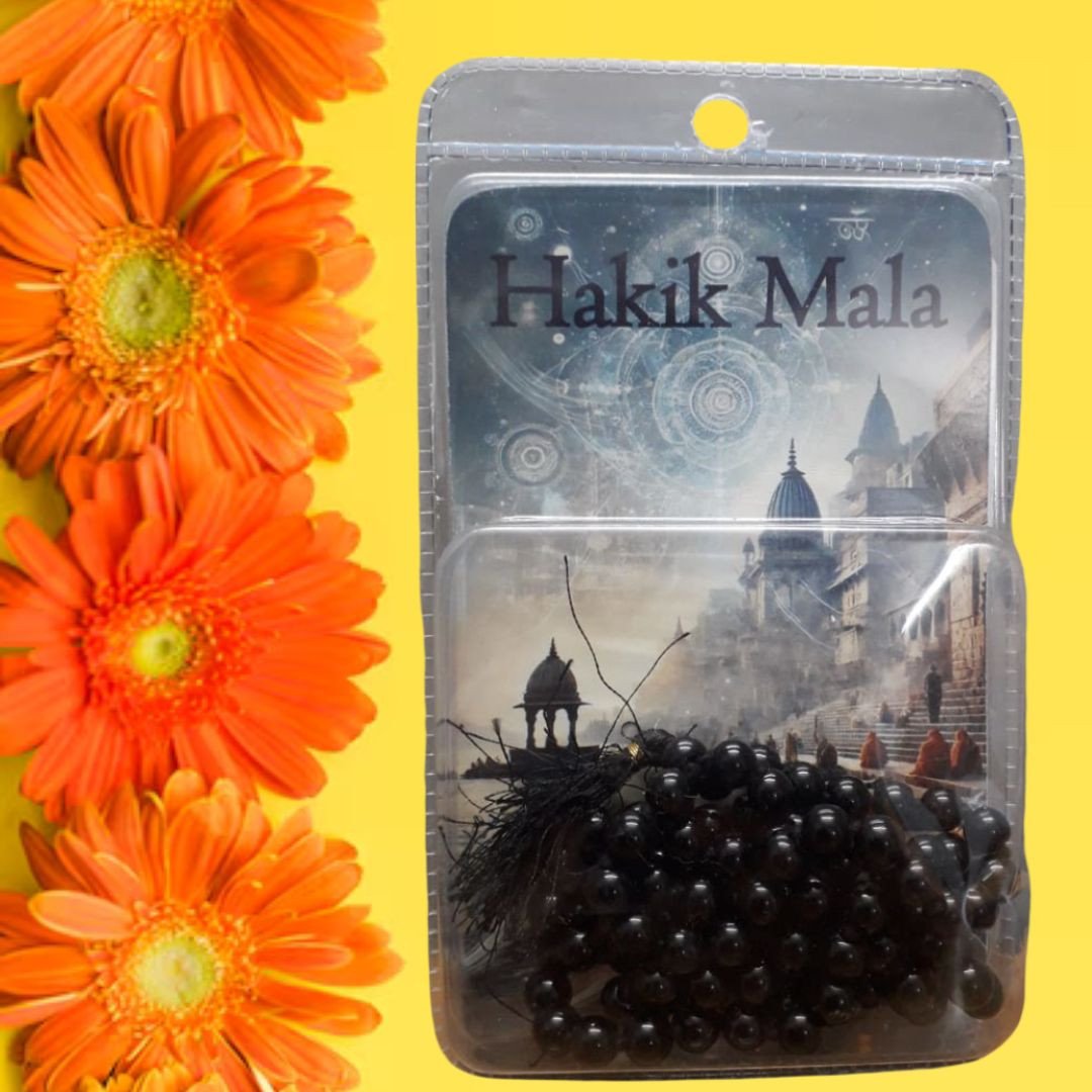 Certified Black Hakik Mala (8 mm)/प्रमाणित ब्लैक हकीक माला (8 मिमी)