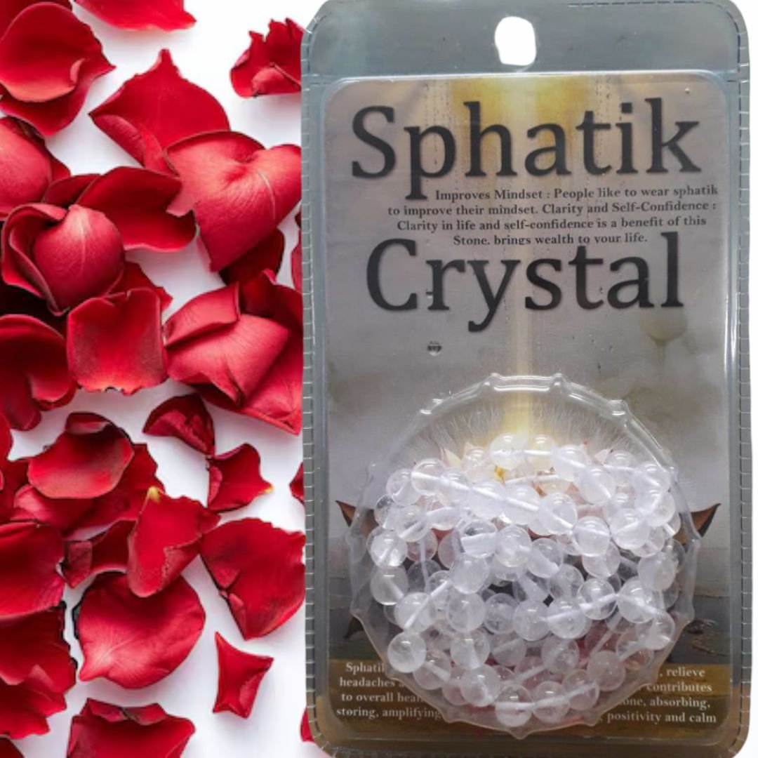 Certified Sphatik Mala (9 mm)/प्रमाणित स्फटिक माला (9 मिमी)