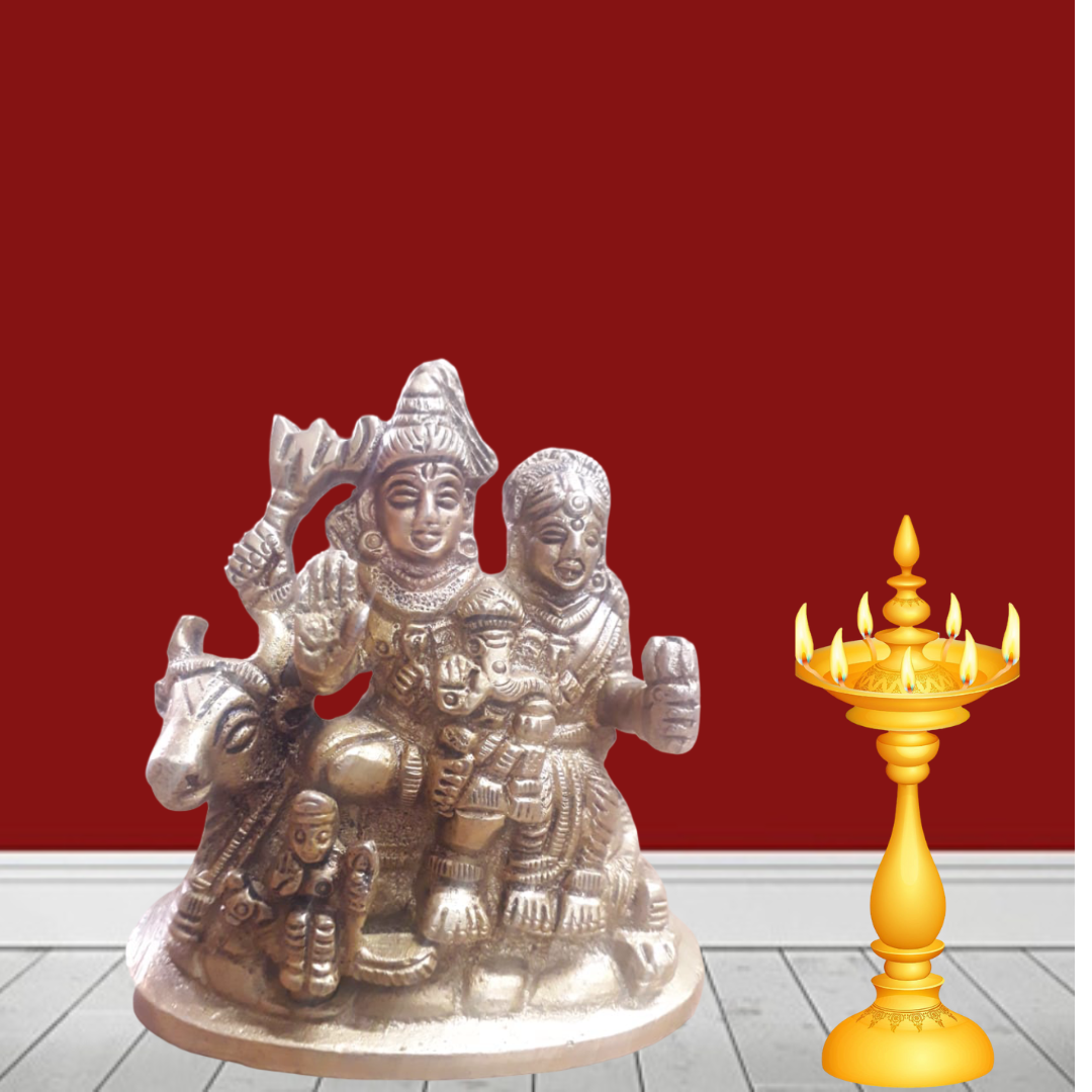 Shiv Parivar Golden Polish Brass Idol/शिव परिवार गोल्डन पॉलिश पीतल की मूर्ति
